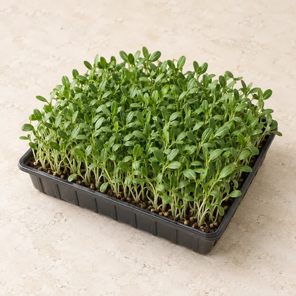 Fenugreek microgreens · Live tray