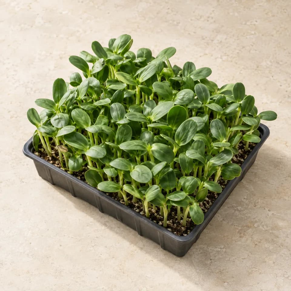 Sunflower microgreens · Live tray