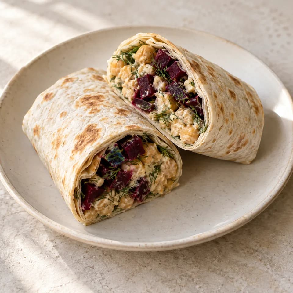 Chickpea Beetroot Dill Wraps