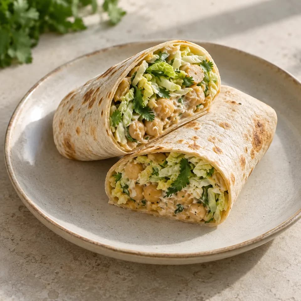 Chickpea Cabbage Coriander Wraps