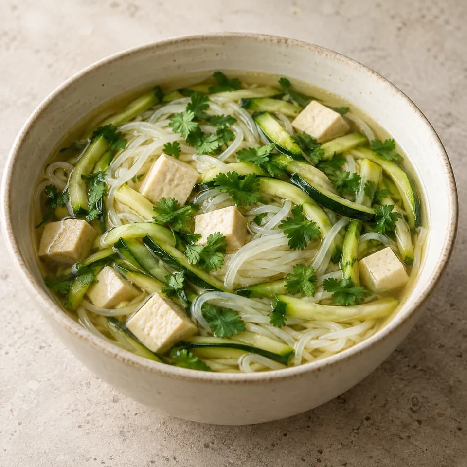 Zucchini Coriander Noodle Soup